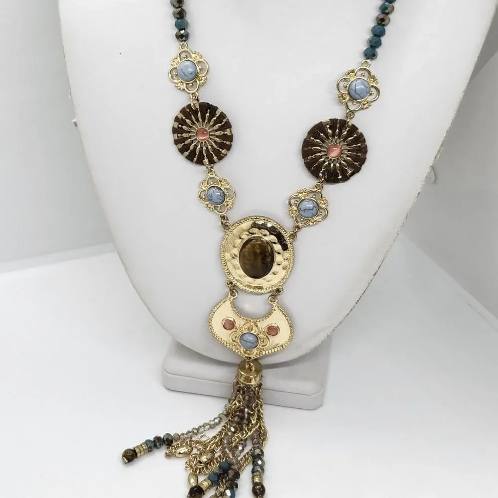 1946 Tigers‎ Eye Tassel Necklace